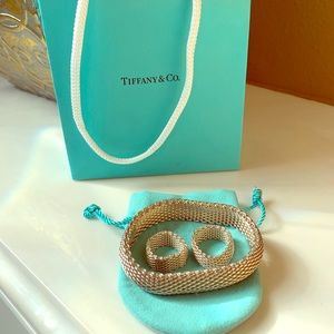 Tiffany $ Co wide mesh somerset bracelet w/rings